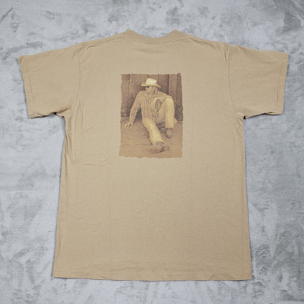 Vintage 90's Alan Jackson T-Shirt Men's L Khaki Country Music Band Tee Anvil USA